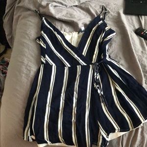 She+Sky Navy blue striped romper